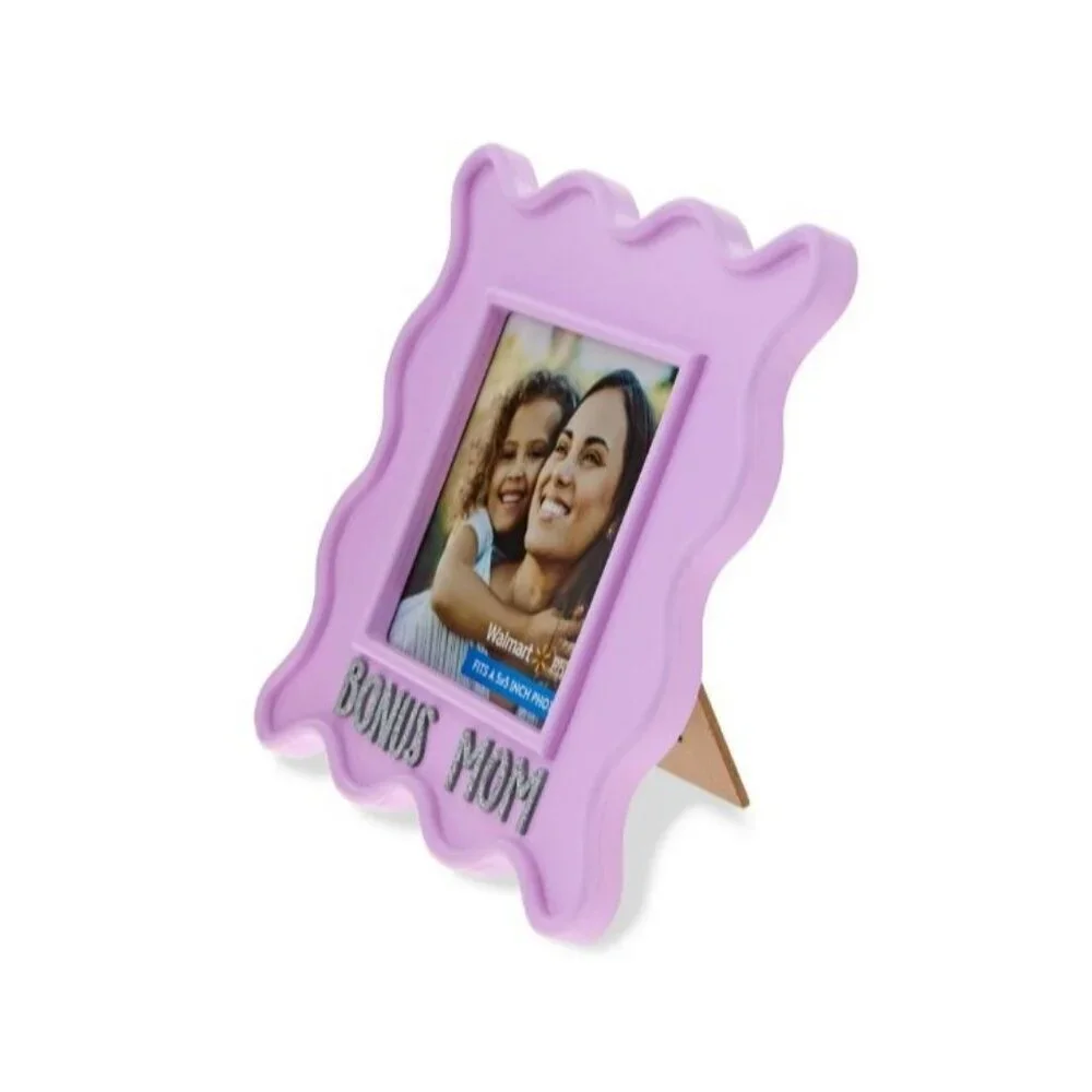 Bonus Mom Purple Wood Tabletop Picture Frame Mother's Day Birthday Gift